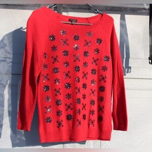Talbots Small Snowflake Red Long Sleeve